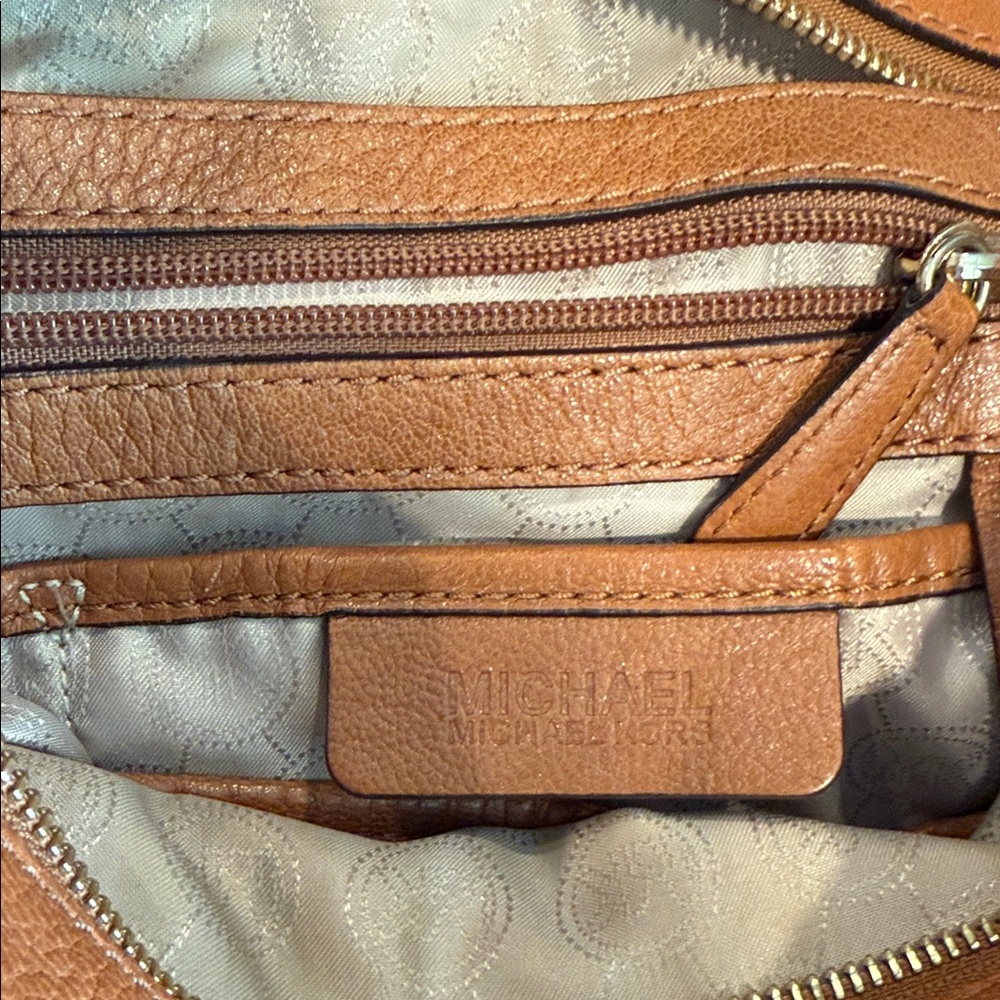 Michael Kors Leather Shoulder Bag – Cognac Brown | Gold Hardware - Picture 7 of 14